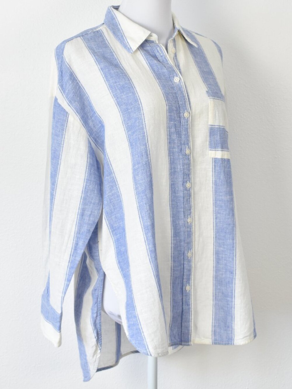 Maeve Anthropologie Bennet Linen Button Front Stripe Top - S - Picture 9 of 10